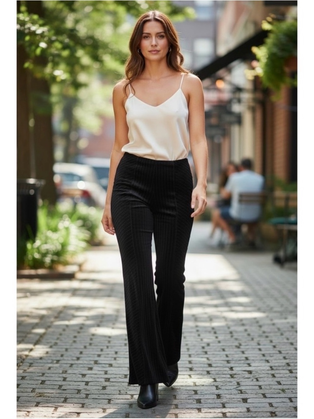 New Free People Slim Pull-On Black Velvet Soft Stretchy Flare Pants Size XS
